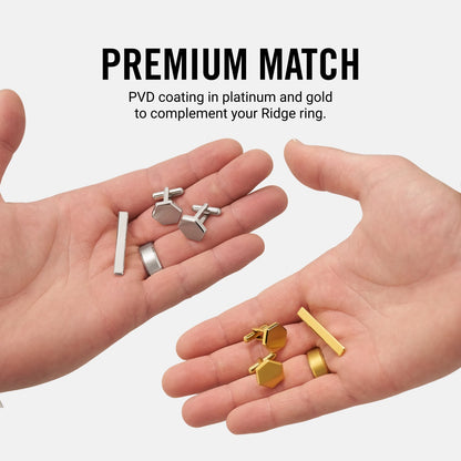 Tie Bar & Cufflinks Kit - Platinum